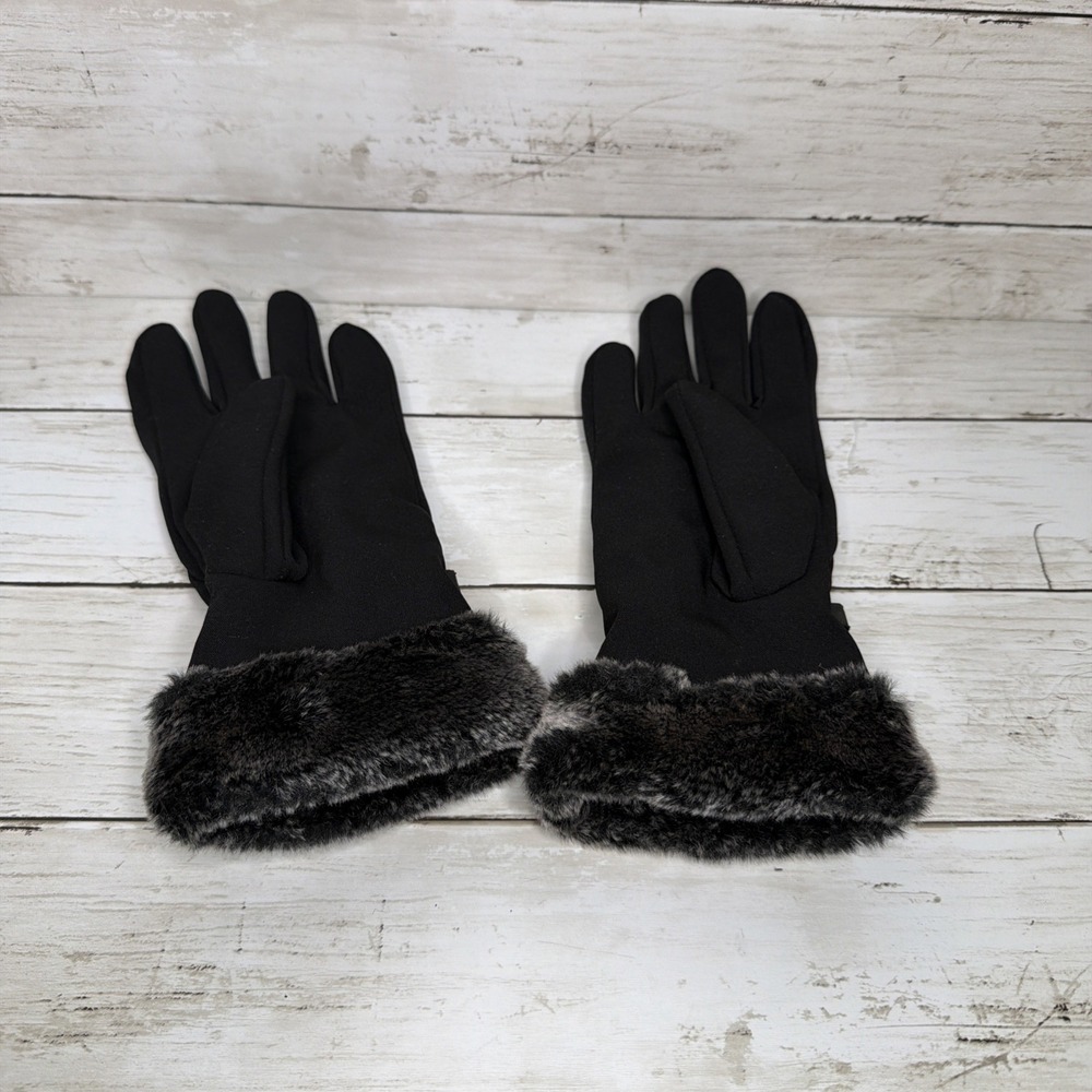 HEAD Women's Sensatec Digital ThermalFUR Winter Gloves Black Faux Fur Size M